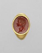 Gold ring with carnelian intaglio portrait of the Emperor Tiberius