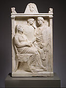 Marble stele (grave marker) of a woman