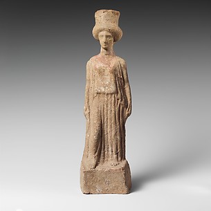 Terracotta statuette of a standing woman