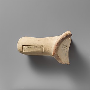 Stamped terracotta amphora handle