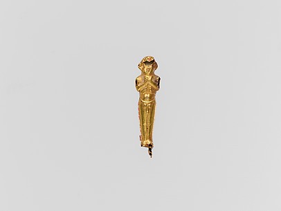 Gold pendant capsule in the form of a male figure