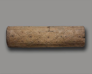 Lid and end panels of a lead sarcophagus