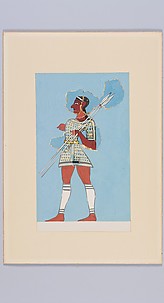 Reproduction of a fresco of a hunter with spears