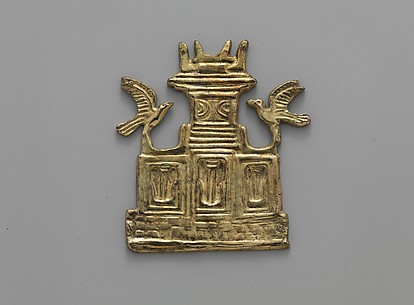 Reproduction of a gold  tripartite shrine with birds