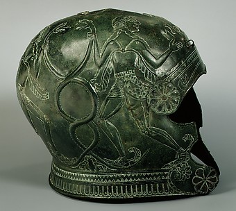 Two bronze helmets