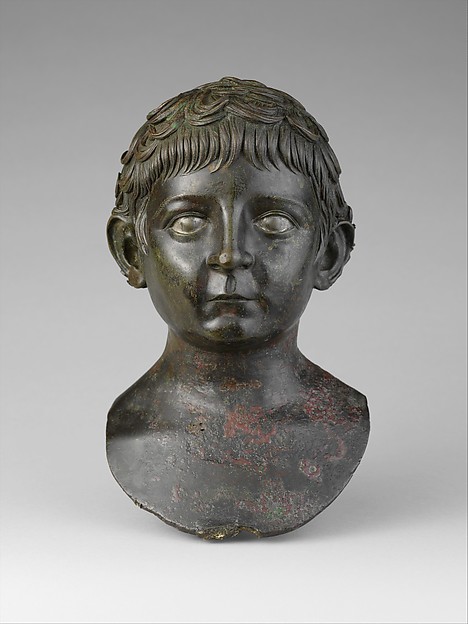 Bronze portrait bust of a young boy
