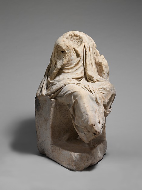 Marble statue of a draped seated man