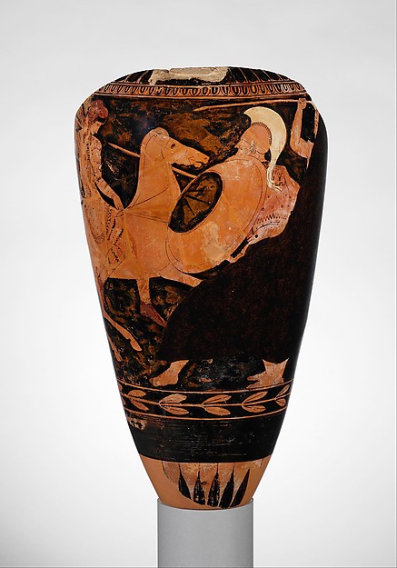 Fragmentary terracotta loutrophoros (ceremonial vase for water)