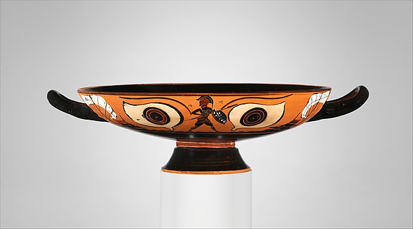 Terracotta kylix: eye-cup (drinking cup)