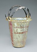 Glass situla (bucket) with silver handles