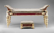 Couch and footstool with bone carvings and glass inlays