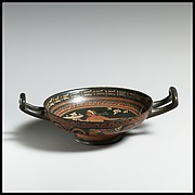 Terracotta stemless kylix (drinking cup)