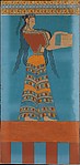 Reproduction of a fresco with a woman carrying an ivory pyxis