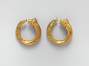 Gold trumpet-shaped earrings
