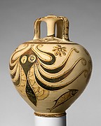 Terracotta stirrup jar with octopus