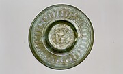 Small glass plate with head of Medusa