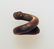 Earring, spiral with lion's head