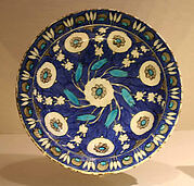 Blue-ground Dish with Floral Design