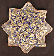 Three Tiles with 'Lajvardina' Glaze