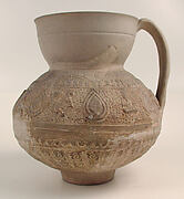 Two Molded Pitchers and a Flask