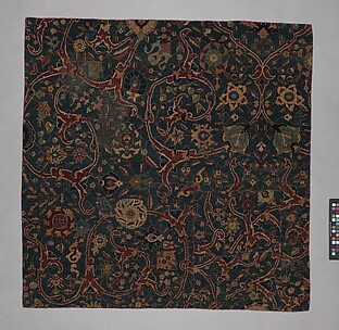Blue-ground Carpet Fragment with Scrolling Floral Vines