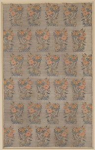 Silk Fragment with a Rosebush, Bird and Deer Pattern