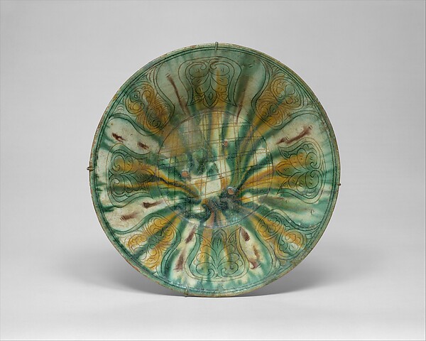 Bowl with Green, Yellow and Brown Splashed Decoration