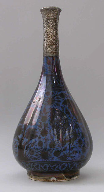 Bottle Depicting a Peacock in Foliage