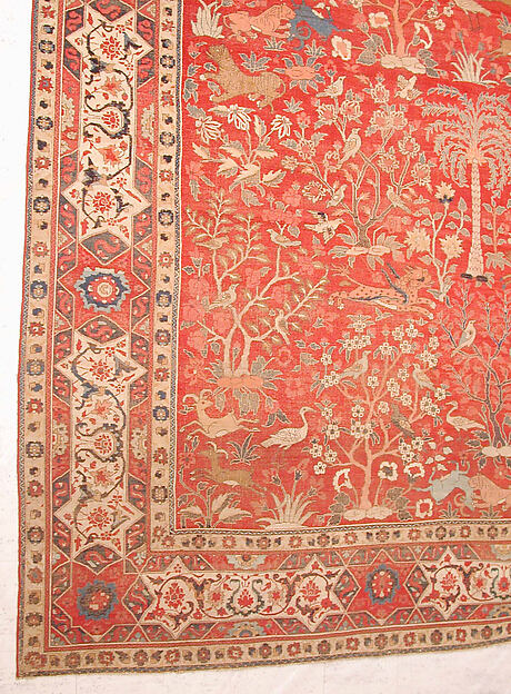 Carpet with Palm Trees, Ibexes, and Birds