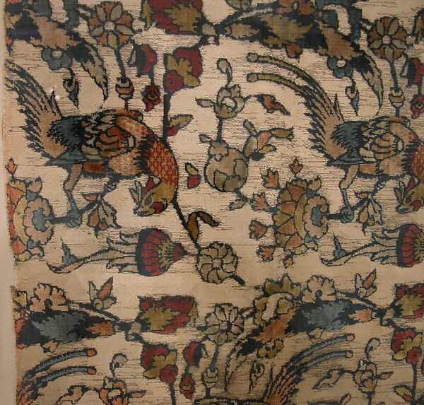 Velvet Fragment with Bird and Flower Design