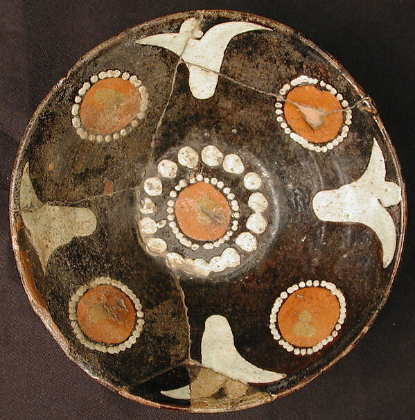 Bowl with Polychrome Decoration on a Black Slip Ground