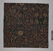 Blue-ground Carpet Fragment with Scrolling Floral Vines