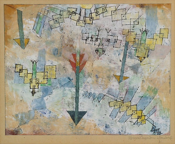 Stunning Image of Paul Klee and Birds Swooping Down and Arrows in 1919 