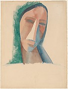 Vrouwenhoofd;  afm.: 31,8 x 24,1 cm