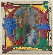Initial A with the Holy Women at the Tomb