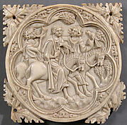 Ivory Mirror Case with a Falconing Party