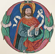 Initial O with the figure of a saint