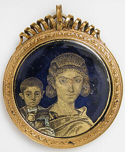 Gold Glass Medallion with a Mother and Child