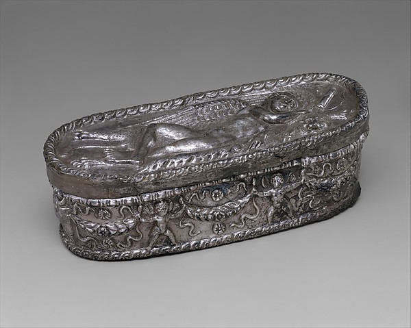 Silver box with sleeping Eros