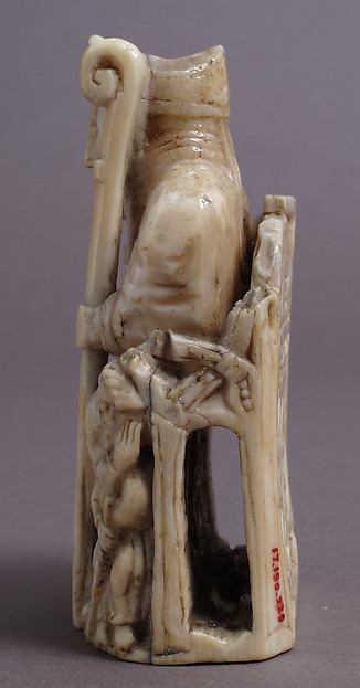 Chess Piece in the Form of a Bishop with Two Attendants