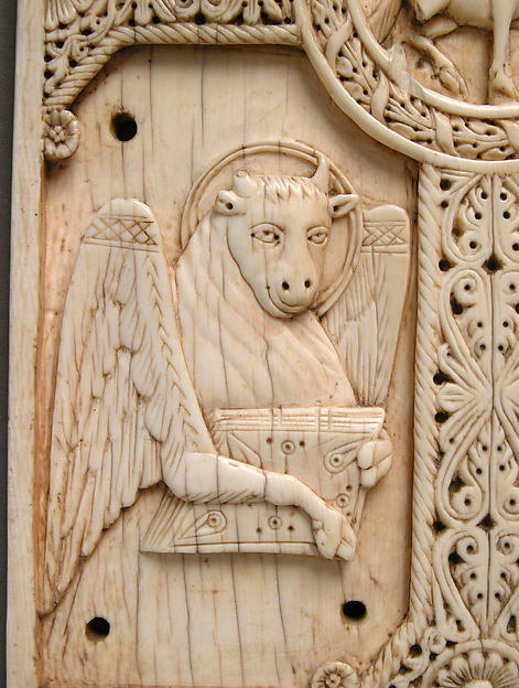 Plaque with Agnus Dei on a Cross between Emblems of the Four Evangelists
