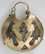 One of a Pair of Temple Pendants, with Two Birds Flanking a Tree of Life (front) and Leaf and Rosette Motifs (back)