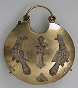 One of a Pair of Temple Pendants, with Two Birds Flanking a Tree of Life (front) and Leaf and Rosette Motifs (back)