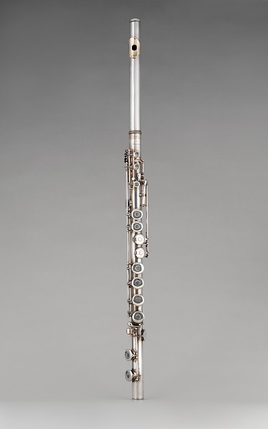 One of Boehm's early flute. Date: ca. 1880 Geography: Munich, Germany Medium: Silver, gold Dimensions: L. 84.8 cm (33 3/8 in.) Classification: Aerophone-Blow Hole Credit Line: Purchase, Robert Alonzo Lehman Bequest, 2007 Accession Number: 2007.227a, b