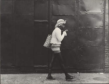 [Street Scene: Woman Wearing Straw Hat and Black Stockings, New York City]