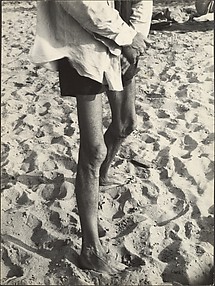 [Beach Scene: Man with Light Shirt and Dark Shorts, Coney Island, New York]