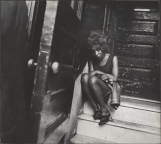 [Street Scene: Exhausted Woman Seated on Stoop, New York City]
