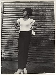 [Street Scene: Woman in White Tee Shirt and Black Pants, New York City]