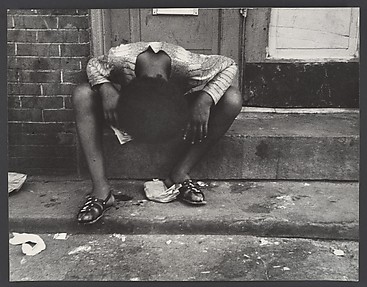 [Street Scene: Exhausted Woman with Head Between Knees, New York City]