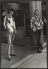 [Street Scene: Two Young Men on Street, One Wearing Stars and Stripes Outfit, New York City]